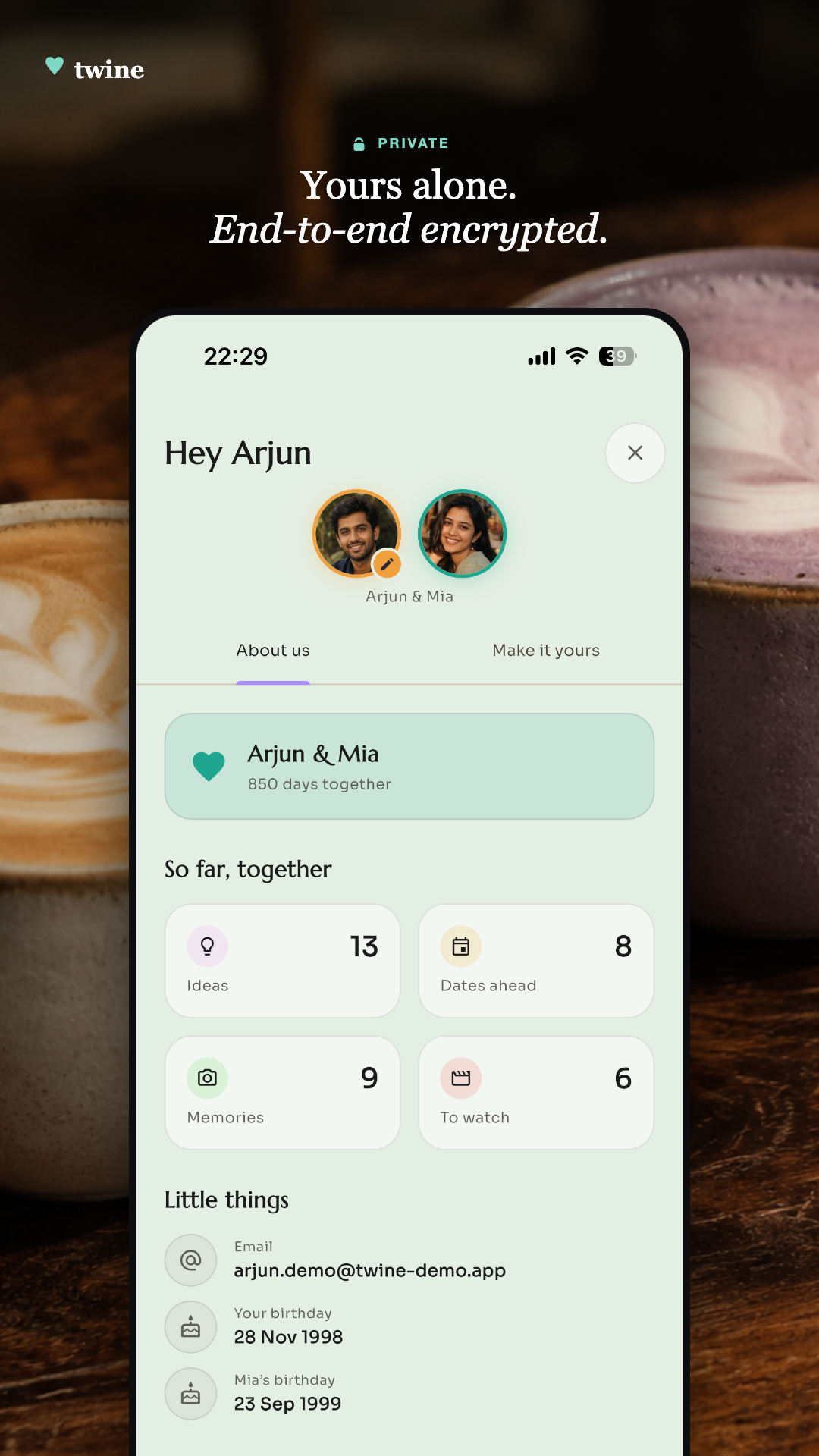Profile screen